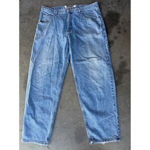 VTG Mens Sz 42x32 ANCHOR BLUE Loose Fit Wide Leg Blue Jeans Denim Pants
